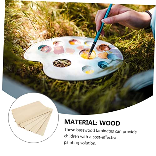 COHEALI 5pcs Board Wood Veneer Plywood Squares Wood Painting Slice Wood Cut Out Unfinished Wood Plaques Unfinished Basswood Thin Plywood Wood Decor COHEALI