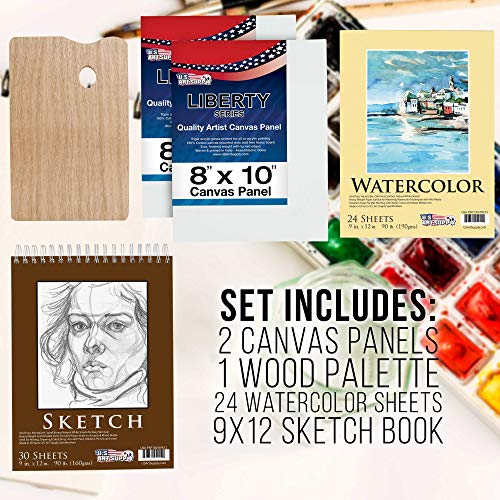 U.S. Art Supply 95 Piece Wood Box Easel Painting Set - Oil, Acrylic, Watercolor Paint Colors and Painting Brushes, Oil Artist Pastels, Pencils - U.S. Art Supply