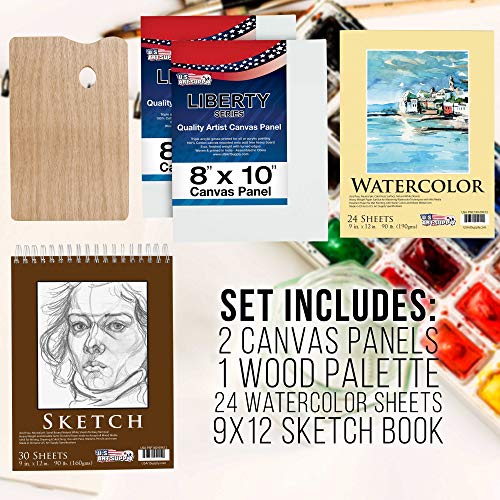 U.S. Art Supply 95 Piece Wood Box Easel Painting Set - Oil, Acrylic, Watercolor Paint Colors and Painting Brushes, Oil Artist Pastels, Pencils - - WoodArtSupply