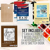 U.S. Art Supply 95 Piece Wood Box Easel Painting Set - Oil, Acrylic, Watercolor Paint Colors and Painting Brushes, Oil Artist Pastels, Pencils - U.S. Art Supply