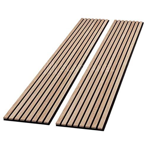 SLATPANEL Two Acoustic Wood Wall Veneer Slat Panels - Oak | Natural Core | 47.24” x 12.6” Each | Soundproof Paneling | Wall Panels for Interior Wall
