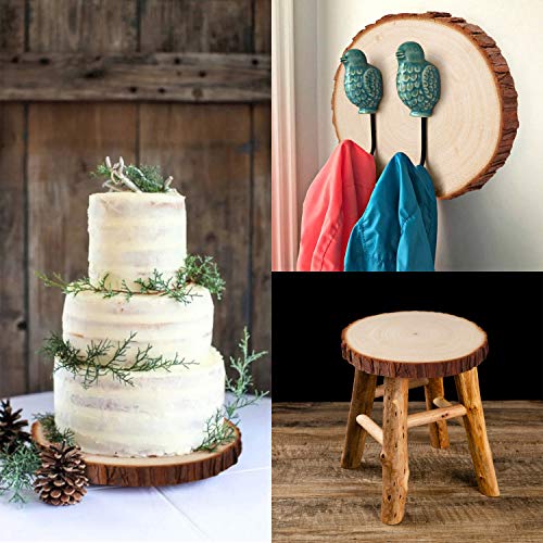 Fuyit Wood Slices 6 Pcs 6-6.3 Inches Unfinished Natural Tree Slice Wooden Circle with Bark Log Discs for DIY Arts and Craft Rustic Wedding Christmas - WoodArtSupply