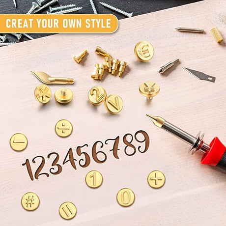 Wood Burning Tips Letters Uppercase Alphabet Branding and Personalization Set for Wood and Other Surfaces by Wooden Letters (Include 26 Letters +2 Ryoma
