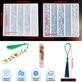 Szecl 10Pcs Resin Bookmark Mold Upgrade Rectangle Bookmark Silicone Mold with 10 Tassel Leaves Texture Flower Shaped Epoxy Resin Casting Mold DIY Szcelling