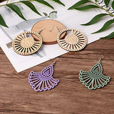 Wooden Dangle Earring Making Kit with 48Pcs Burlywood Filigree Pendants 48Pcs Jump Rings & 48Pcs Earring Hooks for DIY Craft FASHEWELRY