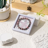 WATINC Breast Cancer Awareness Bracelets Gifts for Women, Breast Survivor Care Present Bracelet with Wish Card, Red Natural Beads Motivational WATINC