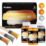 Wadities Acrylic Paint Metallic, 3pcs 125g Gold & Silver & Bronze, Gold Leaf Paint for Art Painting, Ideal for Canvas, Wood, Clay, Fabric, Ceramic, Wadities