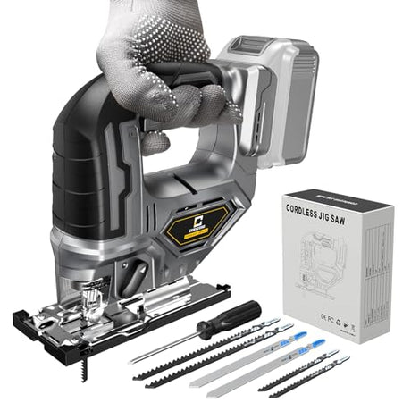 Cordless Jig Saw for Dewalt 18v 20v Max Battery, Jigsaw Tool Brushless,Variable Speed 2900 RPM, Bevel Angle (0°-45°), 3 Orbital Action, LED Light for Cerycose