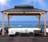 ABCCANOPY Wood Gazebo 11x13 - Outdoor Patio Wooden Gazebo with Hardtop Metal Double Roof for Garden, Backyard and Deck ABCCANOPY