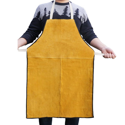 SIQITECHNO Leather Welding Apron Cowhide Apron Heat Flame Resistant Work Apron Heavy Duty Blacksmith Apron Bib Safe Woodworking Workshop Apron for