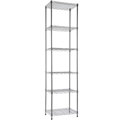 GIOTORENT 6-Tier Standing Shelving Metal Units, Adjustable Height Wire Shelf Display Rack for Laundry Bathroom Kitchen 16.6” x 11.6” x 63” - WoodArtSupply