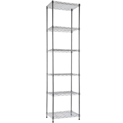 GIOTORENT 6-Tier Standing Shelving Metal Units, Adjustable Height Wire Shelf Display Rack for Laundry Bathroom Kitchen 16.6” x 11.6” x 63”
