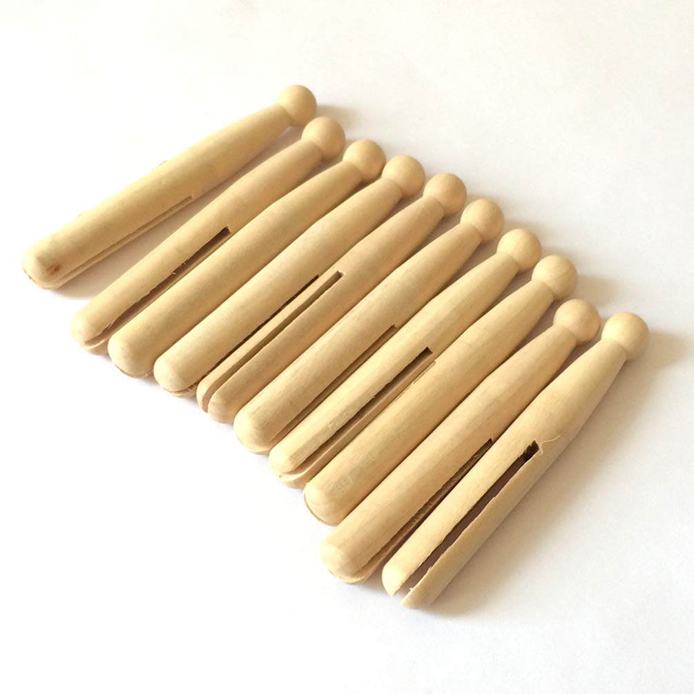 Healifty 10pcs Unfinished Wooden Peg Dolls Wooden Clothes pin Doll Peg Baby Doll Unfinished Clothespins Peg DIY Sticks Round Wooden clothespins Healifty