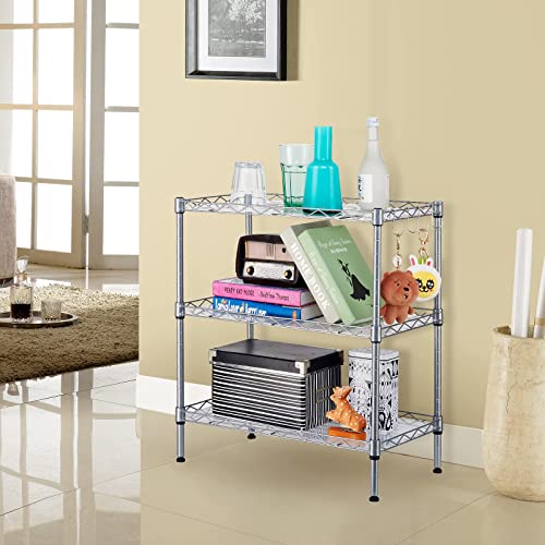 SINGAYE 3 Shelf Wire Shelving Unit Adjustable Storage Shelving Shelves for Laundry Bathroom Kitchen Office Pantry Room, 21.26”W x 11.41”D x 22.83”H - WoodArtSupply