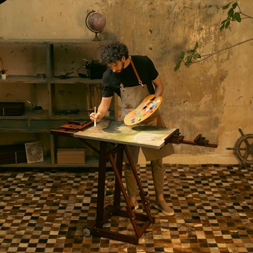 MEEDEN Multi-Function Studio Easel,H-Frame Easel,Painting Easel for Adults,Artist Easel,Floor Easel,Solid Beech Wood Easel w/Front Wheels,Holds MEEDEN