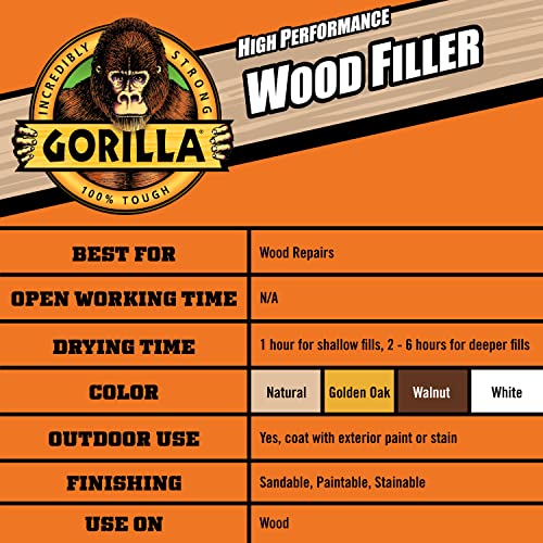 Gorilla All Purpose Wood Filler, 6oz Tube, Walnut (Pack of 1) Gorilla
