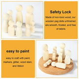 JMIATRY 100PCS Wooden Peg People Peg Dolls Unfinished Wooden People Figures with Storage Case Peg People Family for Craft Art Projects and Decoration JMIATRY