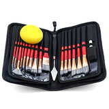 Transon Art Paint Brush Kit 16 Paint Brushes with Foam Brush Sponge Spatula and Brush Case for Oil, Acrylic, Watercolor, Gouache, Painting Pink Color TRANSON