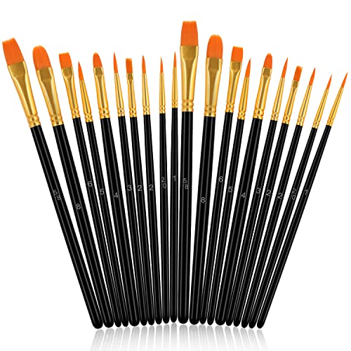 JOINREY Paint Brushes Set,20 Pcs Round Pointed Tip Paintbrushes Nylon Hair Artist Acrylic Paint Brushes for Acrylic Oil Watercolor, Face Nail Art, - WoodArtSupply