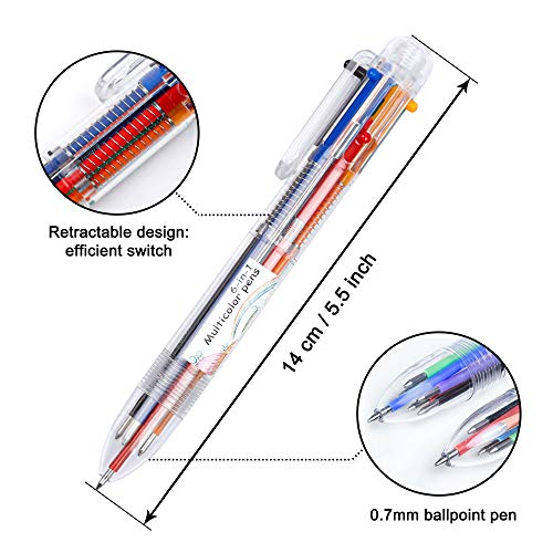 Shuttle Art Multicolor Pens, 23 Pack 6-in-1 0.7mm Retractable Ballpoint Pens for Office School Supplies Students Children Gift Shuttle Art