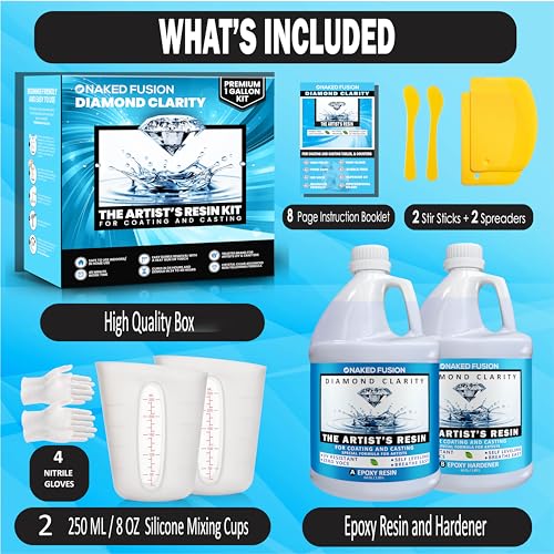 Epoxy Resin Art Resin Crystal Clear Formula- The Artist's Resin for Coating, Casting, Resin Art, Geodes, Tabletop, Bar Top, Live Edge Tables, River NAKED FUSION