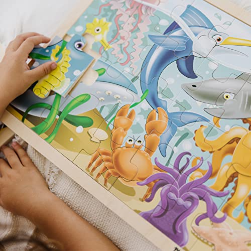 Melissa & Doug Under the Sea Ocean Animals Wooden Jigsaw Puzzle With Storage Tray (24 pcs) Melissa & Doug
