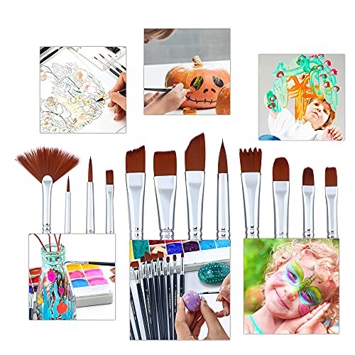 Transon 12pcs Professional Paint Brush Set for Acrylic Watercolor Gouache Ink Rock Craft Face Painting TRANSON