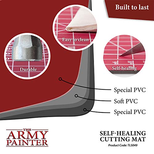 The Army Painter Self Healing Cutting Mat - Self Healing Craft Cutting Mat, A4 Size - Double Sided PVC Non-Slip Hobby Mat - 3-Ply Gridded Miniature - WoodArtSupply