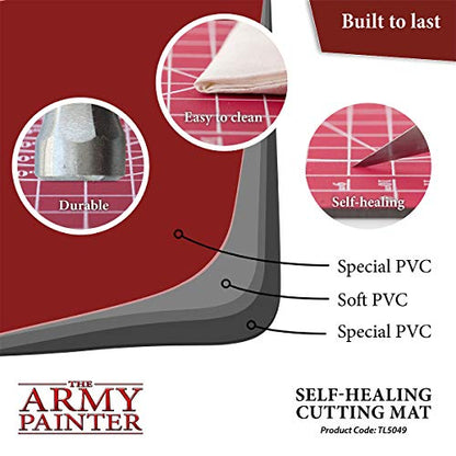 The Army Painter Self Healing Cutting Mat - Self Healing Craft Cutting Mat, A4 Size - Double Sided PVC Non-Slip Hobby Mat - 3-Ply Gridded Miniature - WoodArtSupply