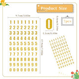 7 Sheets Mini Number Stickers for Nail Art, Self Adhesive Gold Small Glitter Alphabet Letter Sticker Set 0-9 for Epoxy Resin Casting Gift Scrapbooks Mozeat Lens