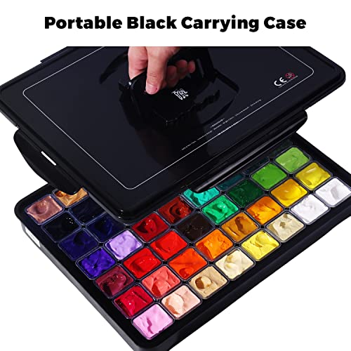 HIMI Gouache Paint Set, 56 Colors x 30ml Include 8 Metallic and 6 Neon Colors, Unique Jelly Cup Design in a Carrying Case Perfect for Artists, Artme