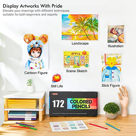 Shuttle Art 172 Colored Pencils, Soft Core Color Pencil Set for Adult Coloring Books Artist Drawing Sketching Crafting Shuttle Art