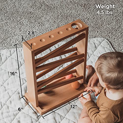 Montessori Ball Tracker Wooden Ball Drop - Wood Toys for 3 Year Old - Educational Toy for Baby and Toddler - Ball Ramp Maze Run Track - Baby Ball - WoodArtSupply