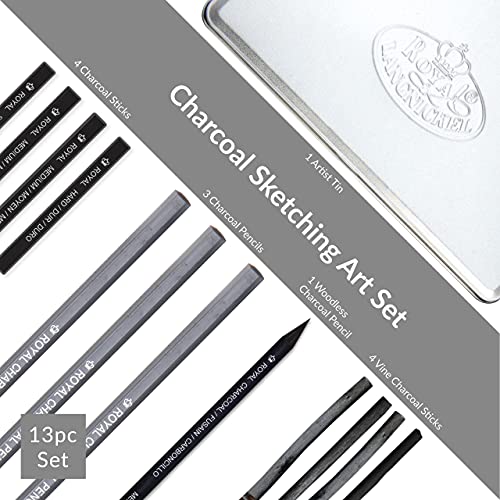 Royal & Langnickel RSET-ART2503 Small Tin Charcoal Drawing Art Set - WoodArtSupply