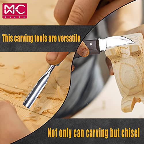 Woodworking 11 PC Carving Chisel Set with Wooden Storage Case - Gouges, Chisels and knifes for Hobbyists and Professional Wood Carving Tool MKC