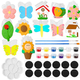 12 Sets Arts and Crafts Set Painting Kit for Kids Unpainted DIY Ceramic Figurines Paint Your Own Figurines with 12 Magnet 2 Brushes and 1 Palette Sinmoe
