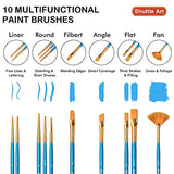 Shuttle Art 47 Pack Acrylic Paint Set, 15 Colors (12ml Each, 2Pack) Acrylic Paint with 10 Brushes Painting Canvas Knife Palette Sponge, Complete Gift Shuttle Art