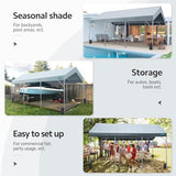 ADVANCE OUTDOOR 12x20 ft Heavy Duty Carport Car Canopy Garage Boat Shelter Party Tent, Adjustable Peak Height from 9.5ft to 11ft, Silver Gray ADVANCE OUTDOOR