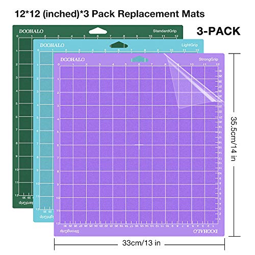 DOOHALO Cutting Mat for Cricut Maker and Cricut Explore Air2/One Smart Cutting Machine Expression 12 X 12 inch 3 Pack Replacement Variety Adhesive - WoodArtSupply