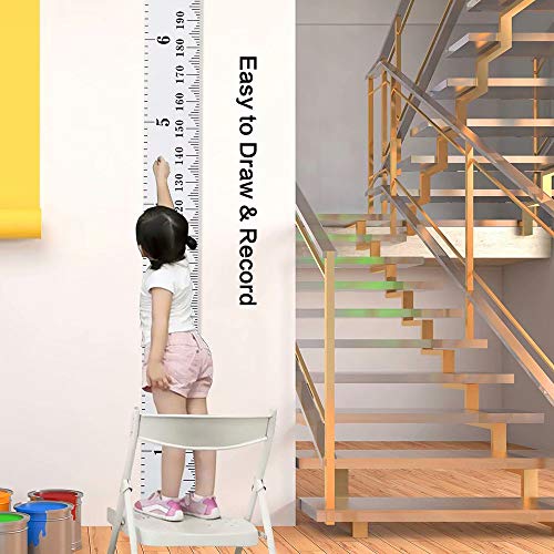 Smlper Growth Chart for Kids,Child Height Chart Ruler for Wall,Wood Frame Fabric Canvas Height Measurement Ruler for Kids Nursery Room,Removable Wall Smlper
