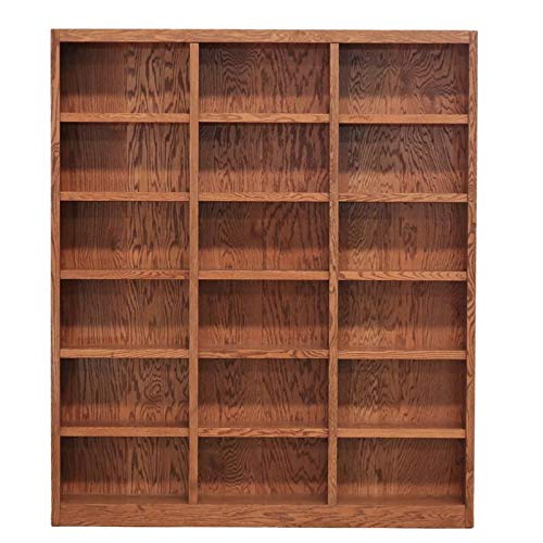Bowery Hill 84" Tall Triple Wide Wood Bookcase with 18 Adjustable Shelves in Dry Oak Bowery Hill