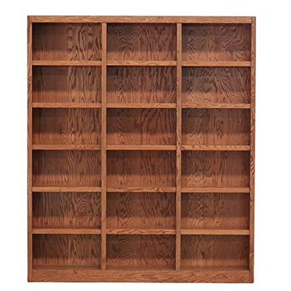 Bowery Hill 84" Tall Triple Wide Wood Bookcase with 18 Adjustable Shelves in Dry Oak - WoodArtSupply