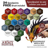 The Army Painter Speedpaint Mega Set - 24 x 18ml Speed Paint Kit Pre Loaded with Mixing Balls and 1 Brush- Base, Shadow and Highlight in One The Army Painter