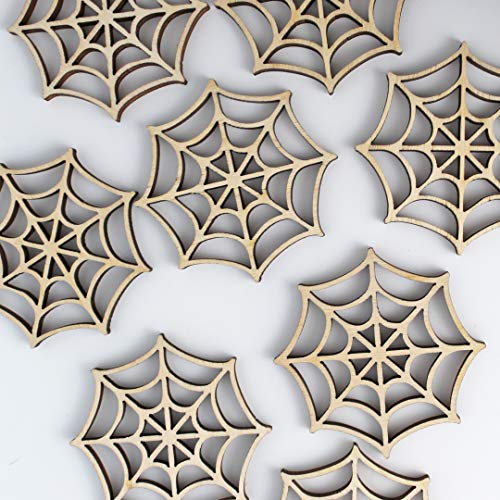 ALL SIZES BULK (12pc or 24pc) Unfinished Wood Wooden Laser Cutout Halloween Spider Web Dangle Earring Jewelry Blanks Shape Charms Crafts Made in Texan Wood Crafts