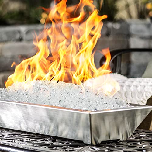 Onlyfire 10-Pounds Regular Fire Glass for Natural or Propane Fire Pit Fireplace & Landscaping, 1/4-Inch High Luster Platinum onlyfire