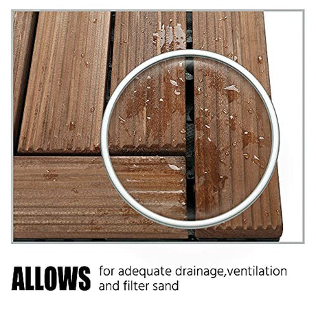 Topeakmart 27PCS Patio Deck Tiles Interlocking Wood Composite Decking Floor Tiles 12 x 12in Brown for Outdoor & Indoor Patio Garden Deck Poolside Topeakmart