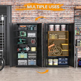 STANI Metal Garage Storage Cabinet with Lock, 71" Steel Lockable File Cabinet, Locking Steel Storage Cabinet with 4 Adjustable Shelves for Home, STANI