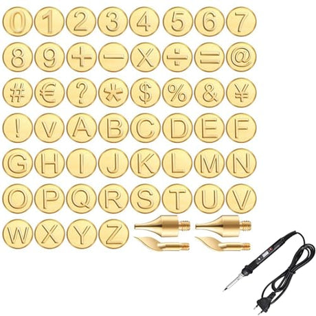 Wood Burning Kit Letter Wood Burning Tip, DIY Wood Burning Tip Uppercase Alphabet Number and Personalization Set for Wood Craft DIY Embossing Carving WoodArtSupply