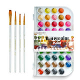 Transon 48-Color Watercolor Kit with 4pcs Paint Brush Set for Adults, Students, Beginners and Artists TRANSON