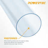 POWERTEC 70176V Clear PVC Pipe 2-1/2" x 36" Long, 1PK, Rigid Plastic Tubing for Dust Collection Hose & Fittings POWERTEC